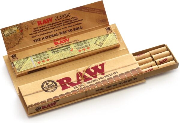 RAW Classic Connoisseur King Size Slim Paper + Prerolled Tips -1 Box - Image 2
