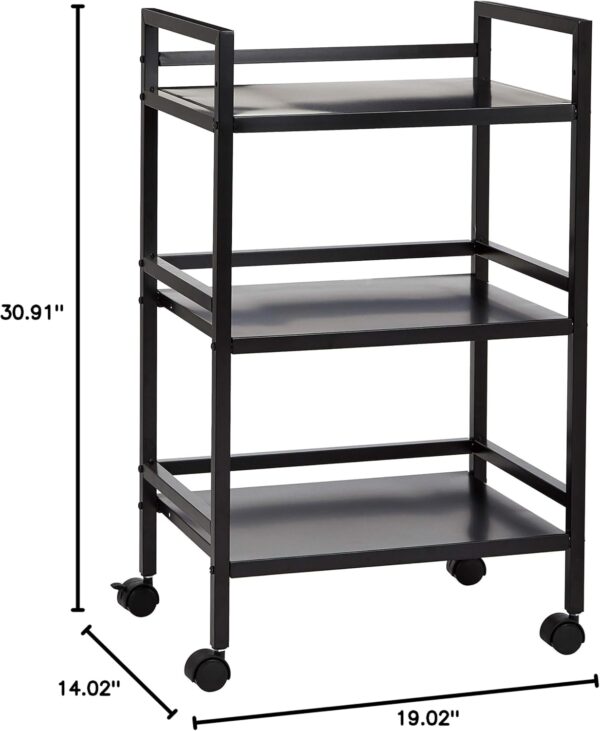 Amazon Basics 3-Tier Metal Rolling Cart, Black - Image 8