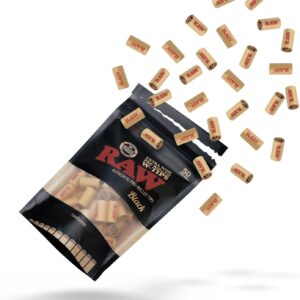 RAW Black Extra Wide Pre-Rolled Filter Tips - 1 Bag of 50 Tips - RAW Brand Tips for Perfect Filtered Rolls - Enhanced Smoking Experience - 10 mm Wide