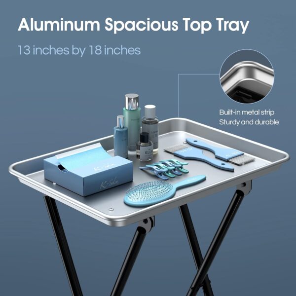 Aluminum Foldaway Folding Service Tray on Wheels - Image 3