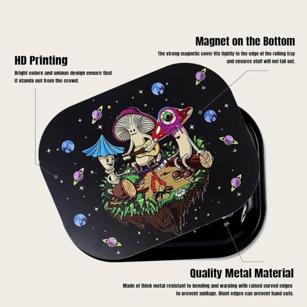 Metal Trays with PVC Soft Magnetic Lid Metal Tray with Lid Cover Small Cute Decorative Tray Ideal Storage for Home or on The Go, 7" x 5.5" - Image 4