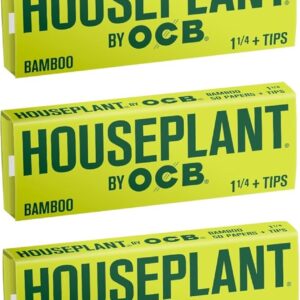Houseplant Rolling Papers by OCB Bamboo 1 1/4 (78mm) with Tips (5 Pack)