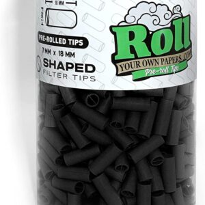 Black Pre-Rolled Filter Tips, 7mm - Bottle of 500 Tips