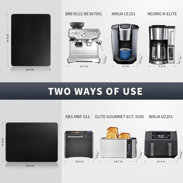 Appliance Sliders for Kitchen Appliances, 360° Rolling Coffee Tray for Countertop, Bamboo Sliding Tray for Coffee Maker, Large Coffee Pot Slider Tray for KitchenAid Stand Mixer, Air Fryer, Toaster - Image 2