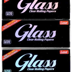 5 Booklets x GLASS Clear Rolling Paper King Size - 100% Natural - 200 Papers