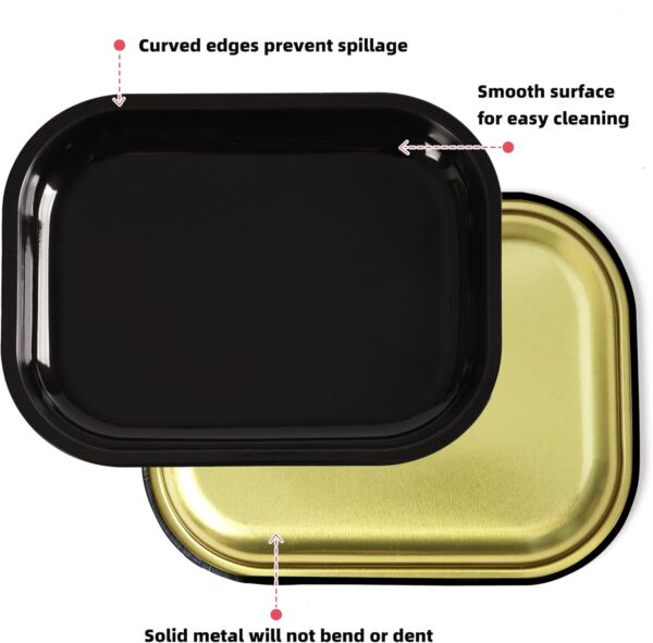 Small Metal Tray with Magnetic Lid, Cute Decorative Tray, Ideal Storage for Home or Travel, 7 x 5.5 Inches (Black) - Image 5