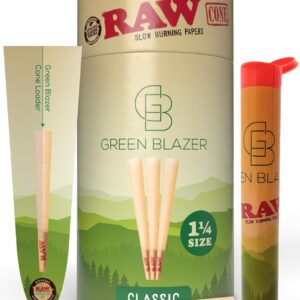 RAW Cones Classic 1 1/4 Size: 150 Pack Patented Slow Burning Pre Rolled Rolling Papers & Tips, All Natural Raw Paper, 84mm
