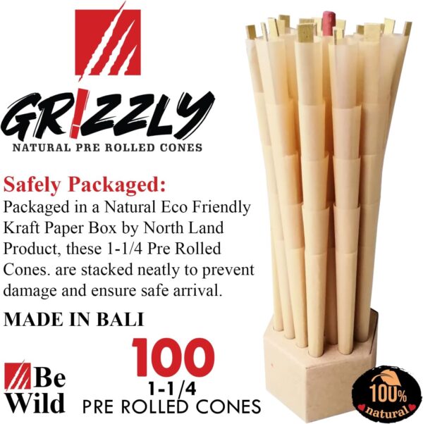 Pre Rolled Cones | 1-1/4 Cones | 100 Pack | Unbleached | Organic Cones | Made in Bali | Natural Rolling Paper with Tips | Pre-Rolled Cones | Pre Rolls | Rolling Papers cones | prerolled cones - Image 2