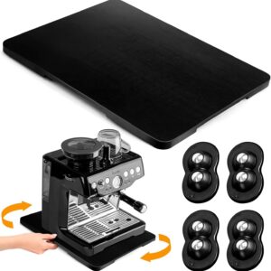 Appliance Sliders for Kitchen Appliances, 360° Rolling Coffee Tray for Countertop, Bamboo Sliding Tray for Coffee Maker, Large Coffee Pot Slider Tray for KitchenAid Stand Mixer, Air Fryer, Toaster