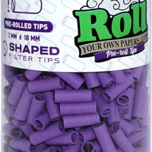 Purple Pre-Rolled Filter Tips, Ø7mm - Bottle of 500 Tips
