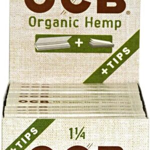 24pc Display - OCB Organic Hemp Papers & Tips - 50pk / 1 1/4"