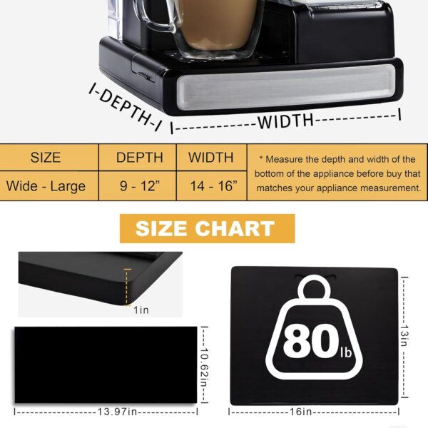 MinBoo Bamboo Appliance Slider,Sliding Tray for Coffee Maker, Kitchen Countertop Appliance Rolling Tray,Slides Easily from under the Cabinet,Wide -Black- Large (16"Wx13"D) - Image 5