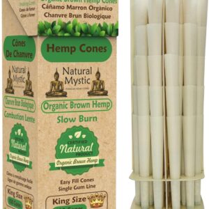 Pre Rolled Cones King Size – 100 Brown Classic Paper Tubes Natural Mystic Organic Rolling Papers With Tips Use Cone Loader Packing Sticks