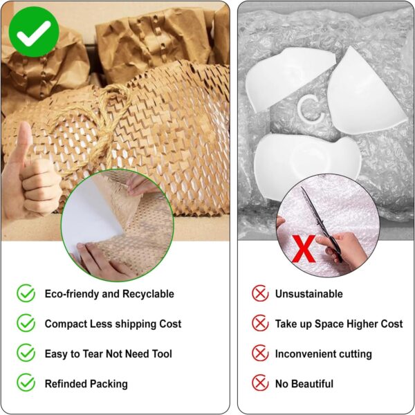 Honeycomb Packing Paper,15" x 450" Packing Paper for Moving Recyclable Honeycomb Paper Moving Supplies Bubble Paper Wrapping Protective Roll, With 36 Fragile Sticker Labels (15" x 450") - Image 6