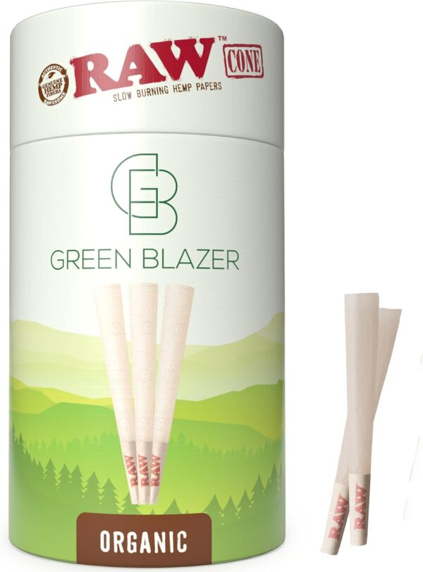 RAW Cones Organic 1-1/4 Size: 150 Pack – Patented Slow Burning Pre Rolled Rolling Papers with Tips, Organic Raw Paper, 84mm