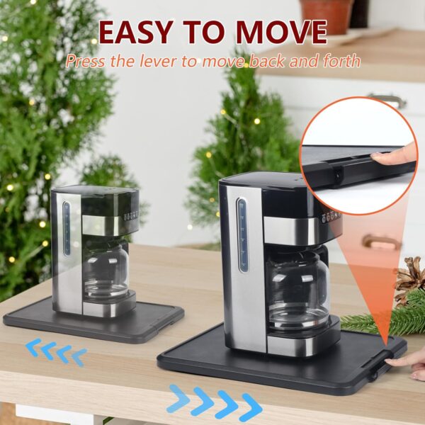 Sliding Tray for Coffee Maker,Kitchen Countertop Appliance Slider,Coffee Pot Slider Tray for Countertop with Rolling Wheels and non-slip pads,Safe ABS Material Dishwasher Safe Non Slip Mat - Image 3