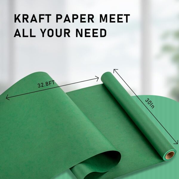 MAYPLUSS Green Kraft Paper Roll - Jumbo Roll- 30in x 32.8FT (81.8sqft),Recyclable Wrapping Paper for Gift Wrapping, Craft,Table Runner,Dunnage,Parcel,Party,Birthday Wedding Green St.Patrick's Day - Image 5