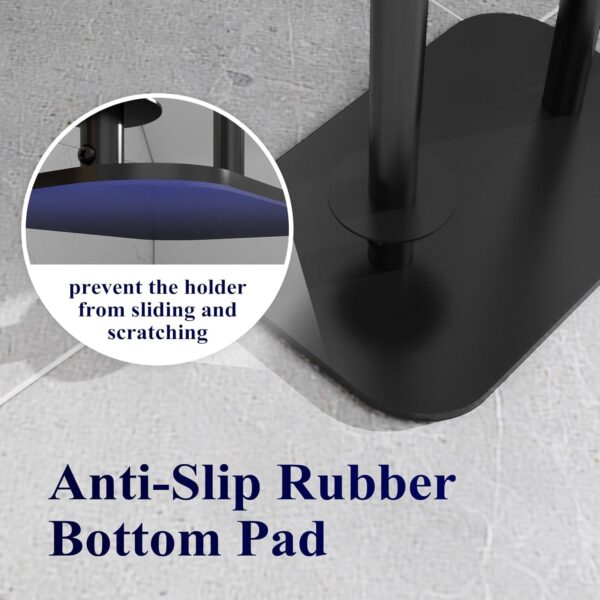 Kitsure Toilet Paper Holder Free Standing – Rustproof Metal Toilet Paper Stand for 4 Rolls with Anti-Slip Base and Shelf for Phone & Small Items, Bathroom Organizers and Storage, Black - Image 5