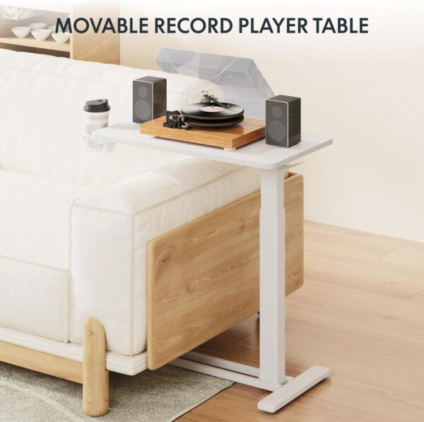FLEXISPOT H7 Adjustable Overbed Bedside Table with Wheels Pneumatic Mobile Standing Desk Laptop Desk Rolling Computer Cart Movable Overbed Table Hospital Home Use(27.6" W x 15.7" D, White) - Image 8