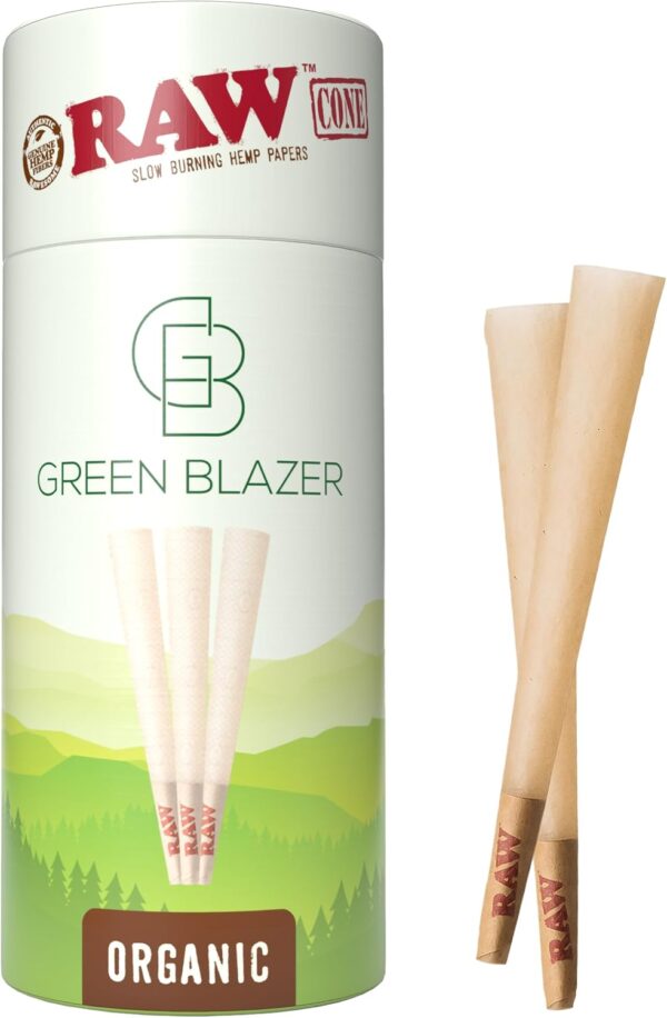 RAW Cones Organic King Size: 50 Pack - Pre Rolled Papers & Tips, Patented Slow Burning Rolling Papers, 109mm
