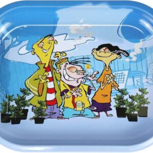 Rolling Trays Premium Metal Tray with Design - Perfect Size for Home Or Travel Accessories 7''X 5.5'',Three Cartoons