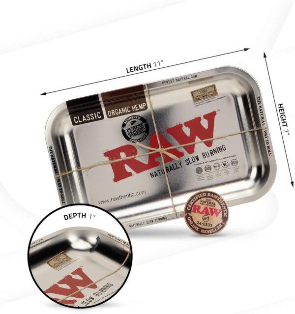 RAW Metal AF Rolling Tray | Size - Small | Polished Chrome Top | Rust and Wear Resistant Clear Coating - Image 2