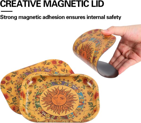 Small Metal Tray with Magnetic Lid, Decorative Tray, Ideal Storage for Home or Travel,Orange,7 x 5.5 Inches - Image 2