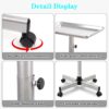 Salon Tray, Silver Salon Tray, Tattoo Tray on Wheels, Metal Salon Rolling Tray, Salon Services Tray Height-Adjustable, Tattoo Tray, Medical Tray, Dental Tray（Silver） - Image 3