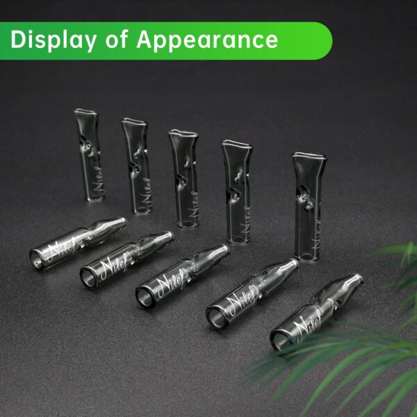 10PCS Reusable Glass Filter Tips for Pre Rolled Rolling Paper Cones, Slim Cigarettes, Glass Rolling Tip Mouthpieces (Grey) - Image 3