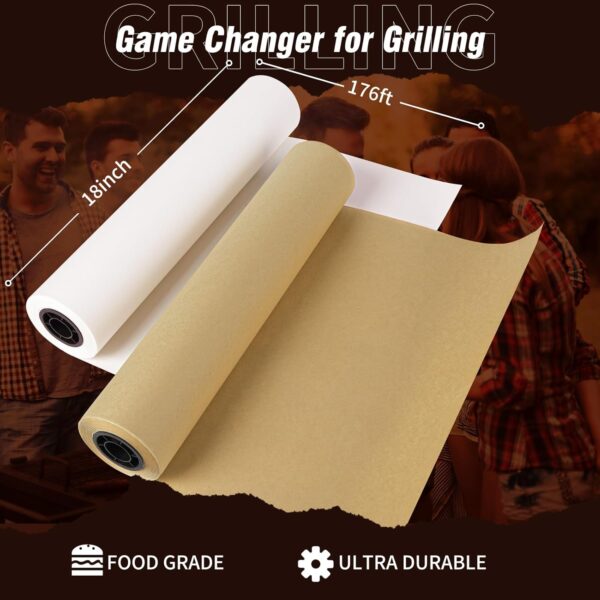 YRYM HT White Kraft Butcher Paper Roll -18 inch x 2100 inch (176 ft) Food Grade White Wrapping Paper for Meats of All Varieties - Unbleached Unwaxed and Uncoated - Image 7