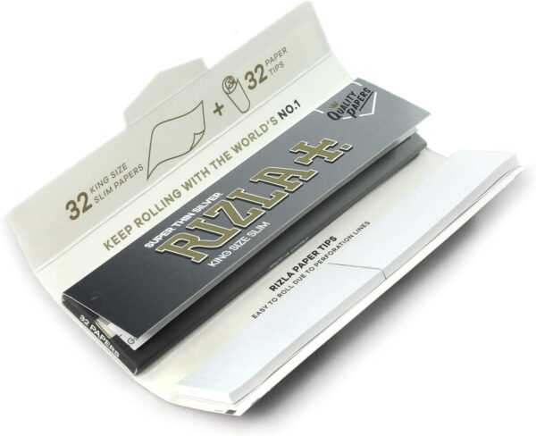 5 booklets - Rizla Silver Combi Pack King Size Slim Rolling Paper + Filter Tips - Image 2