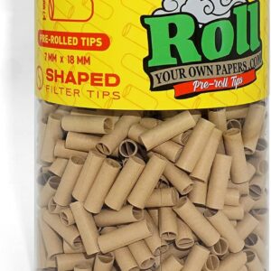 Natural Unbleached Pre-Rolled Filter Tips, Ø7mm - Bottle of 500 Tips