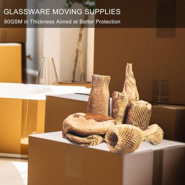 Dish Packing Kit Glassware Moving Supplies for Friagle Items 15"x500' Honeycomb Packing Paper Roll Recyclable Moving Paper with Fragile Stickers Alternative to Bubble Cushioning Wrap for Shipping - Image 7