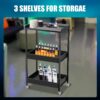POARMEEY 3-Tier Tattoo Trolley Holder Stand with Tray and Tool Storage Platform Rolling Cart on Wheels for Tattoo Salon Spa Clinics Office Home Use - Image 5