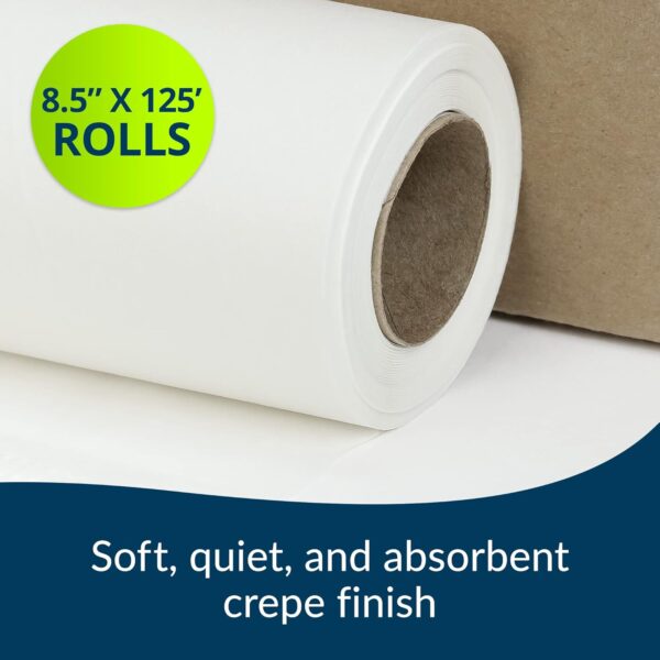 TIDI 618 Avalon Papers Chiro Headrest Roll, Fluid and Barrier Protection, Absorbent Crepe Paper, White, 8.5" Width, 125' Length, Pack of 25 - Image 3