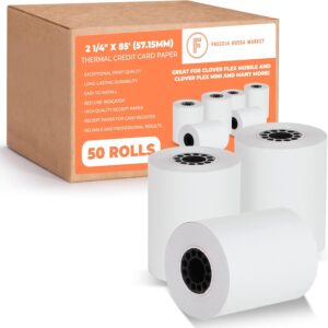 2 1/4" X 85' Thermal Paper Receipt Rolls Fits Clover Mini and Credit Card Machines and Cash Registers 2.25 x 85 ft 50 Per Box for Use in Omni, Verifone FD50 T4220 VX510 VX570 FD50 BPA Free