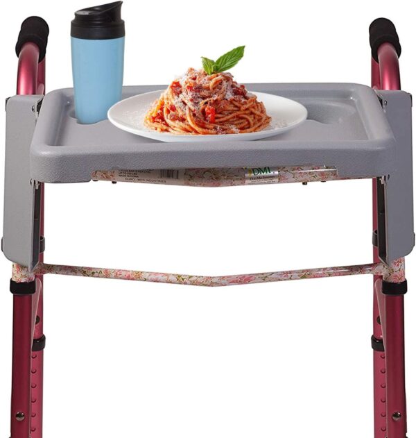 DMI Walker Tray, Rollator Tray, Mobility and Walker Accessory Tray Table Fits Most Standard Walkers, Folding with Two Cup Holders and Tool Free Assembly, 16 x 11.8 inch - Image 4