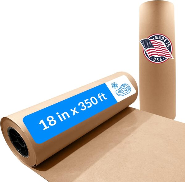 Reli. Brown Freezer Paper Roll | 18 Inch x 350 Feet - Bulk | Made in USA | Natural Freezer Paper Roll for Meat | Food Grade, Poly-Coated for Wrapping/Freezing Meat (Brown)