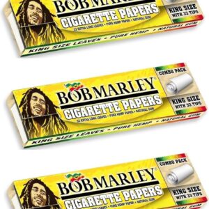 Bob Marley Pure Hemp Cigarette Rolling Papers Combo Pack - All Natural - with Tips (5 Pack)