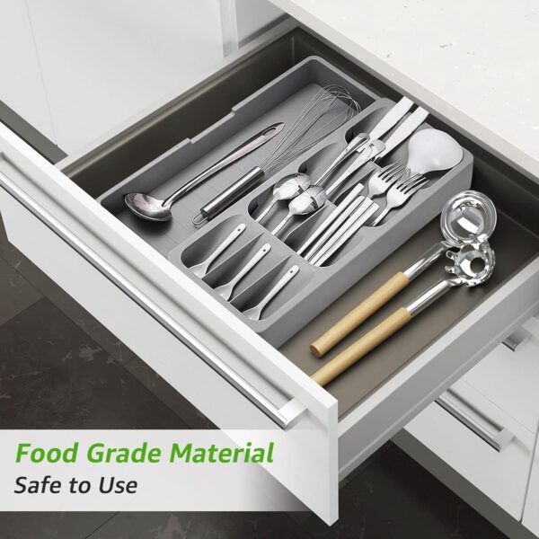 EOOXEKFX Weiliya UNRRZLCA Kitchen Drawer Organizer Tray,Drawer Organiser,Cutlery Tray,Expandable Utensil Tray for Kitchen,Compact Plastic Storage Organisation for Spoons - Image 4
