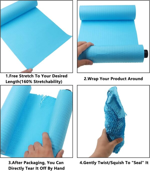 Honeycomb Cushioning Wrap Paper Roll,ULIFESTAR Honeycomb Kraft Packing Paper,Alternative To Bubble Wrap Roll,1PC Recyclable Honeycomb Packing Paper for Shipping Moving Blue, 25cm*100m/9.84"*328ft - Image 6