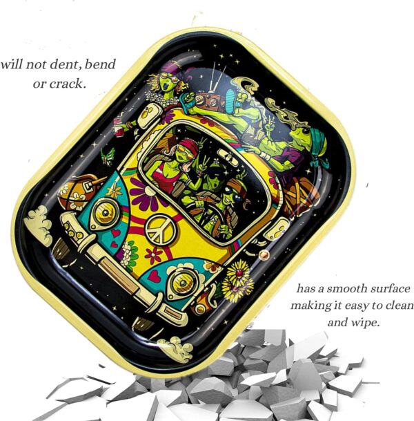 Small Metal Trays with PVC Soft Magnetic Lid Metal Tray with Lid Cover Small Cute Decorative Tray Ideal Storage for Home or on The Go, 7" x 5.5" - Image 4