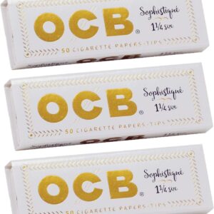 OCB Sophistique 1 1/4 Rolling Paper & Tips - 3 Packs - 50 Papers/Tips Each