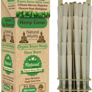 Pre Rolled Cones 1 1/4 Size – 100 Brown Classic Paper Tubes Natural Mystic Organic Rolling Papers With Tips Use Cone Loader Packing Sticks