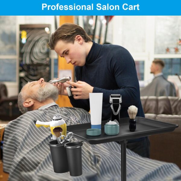 JOSTZHXIN Salon Rolling Tray, Tattoo Tray Rolling Cart, Height Adjustable Styling Tray, Service Storage Tray Trolley for Beauty Salon Clinic Spa,Black-with Cup Holder - Image 6