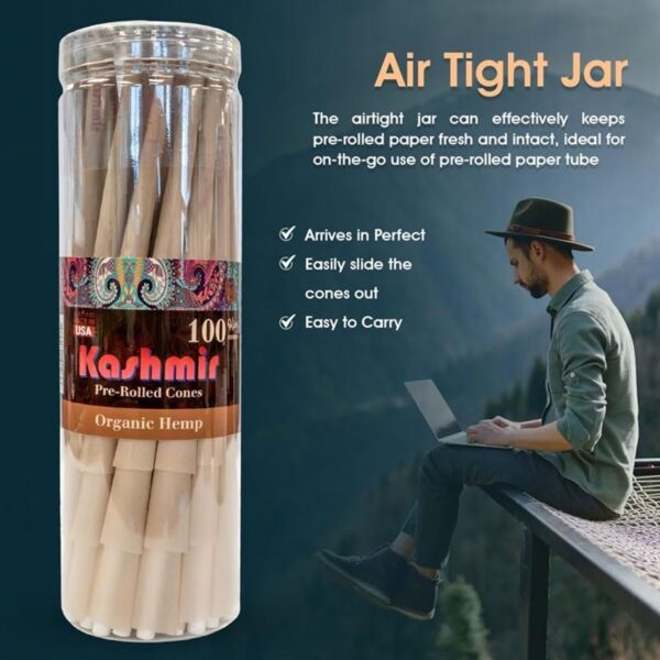 Kashmir 100 ct Organic Rolling Paper Cone King Size, Natural Pre Rolled Cones with Filter Tips, 109mm Organic Natural Fibers Easy to Use Convenient Preroll Cones, Classic Cones Rolling Paper - 100 Pcs - Image 9