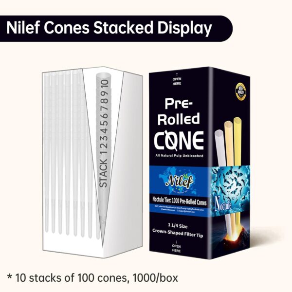 Pre Rolled Cones 1 1/4 Size 1000 Pack | Natural Brown | Bulk Pre-Rolled Cones with "Crown" Filter Tip | Natural Unbleached Rolling Paper (A80C00) - Image 2