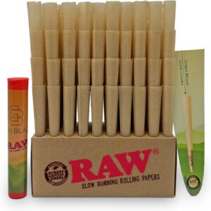 Raw Cones King Size Classic: 200 Pack - Patented Slow Burning Pre Rolled Papers & Tips - All Natural Raw Paper