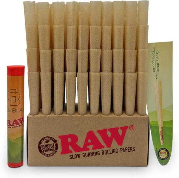 Raw Cones King Size Classic: 200 Pack - Patented Slow Burning Pre Rolled Papers & Tips - All Natural Raw Paper