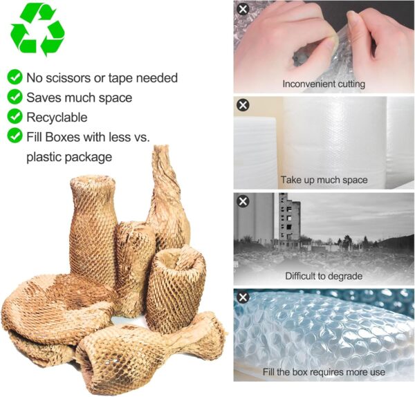 Dish Packing Kit Glassware Moving Supplies for Friagle Items 15"x500' Honeycomb Packing Paper Roll Recyclable Moving Paper with Fragile Stickers Alternative to Bubble Cushioning Wrap for Shipping - Image 8